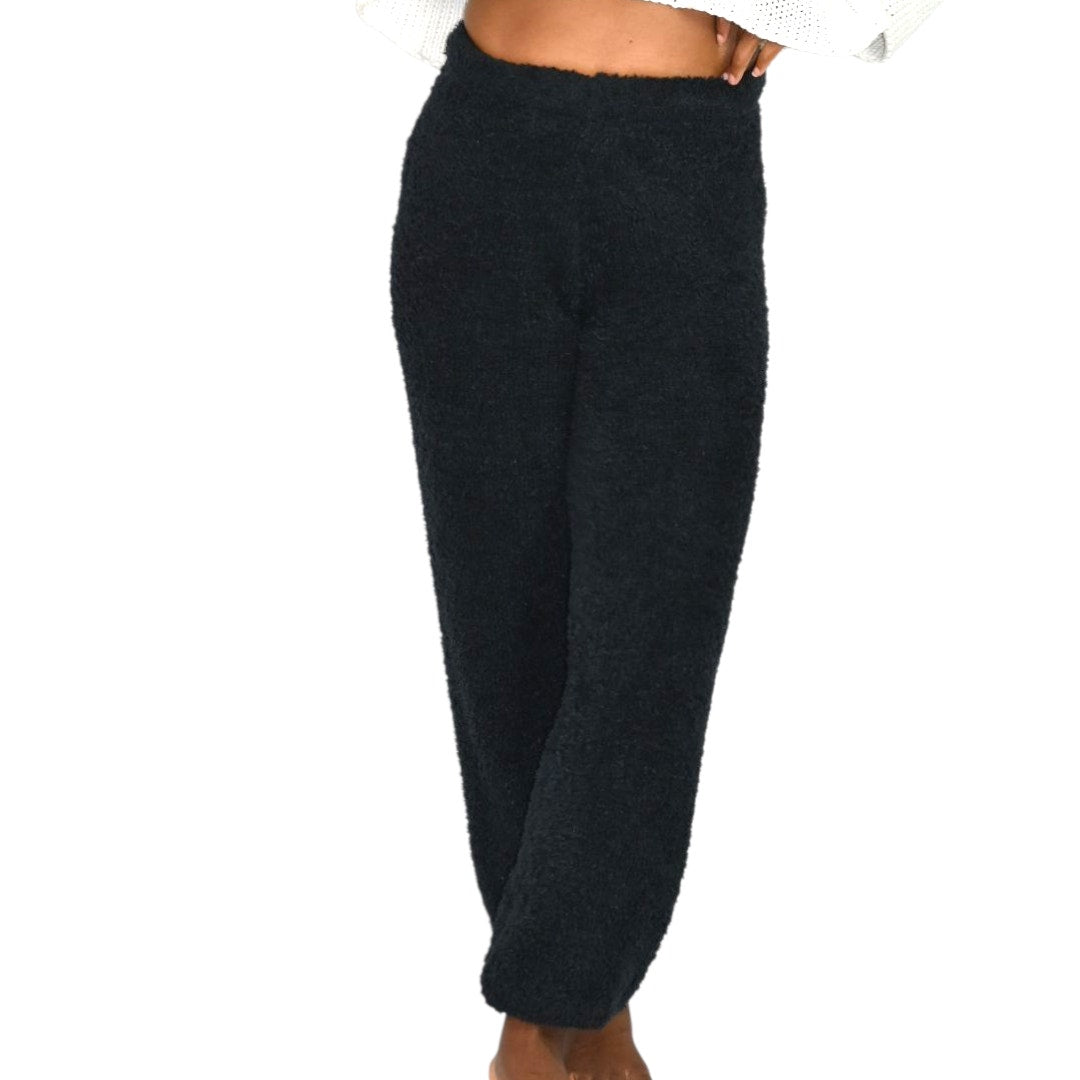 Skims Knit Joggers Black Cozy Pants Furry Fuzzy Plush Boucle Stretch Loungewear Small Medium