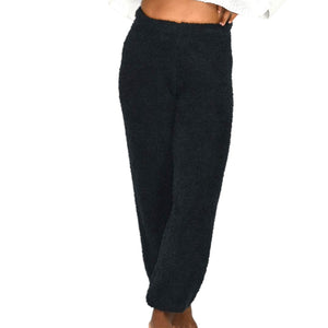 Skims Knit Joggers Black Cozy Pants Furry Fuzzy Plush Boucle Stretch Loungewear Small Medium