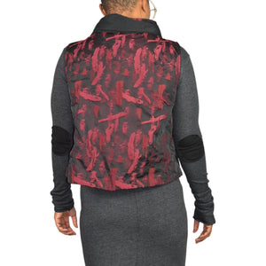 EverySassy Dolcezza Vest Red Burgundy Jacquard Asymmetric Lagenlook Wearable Art Small