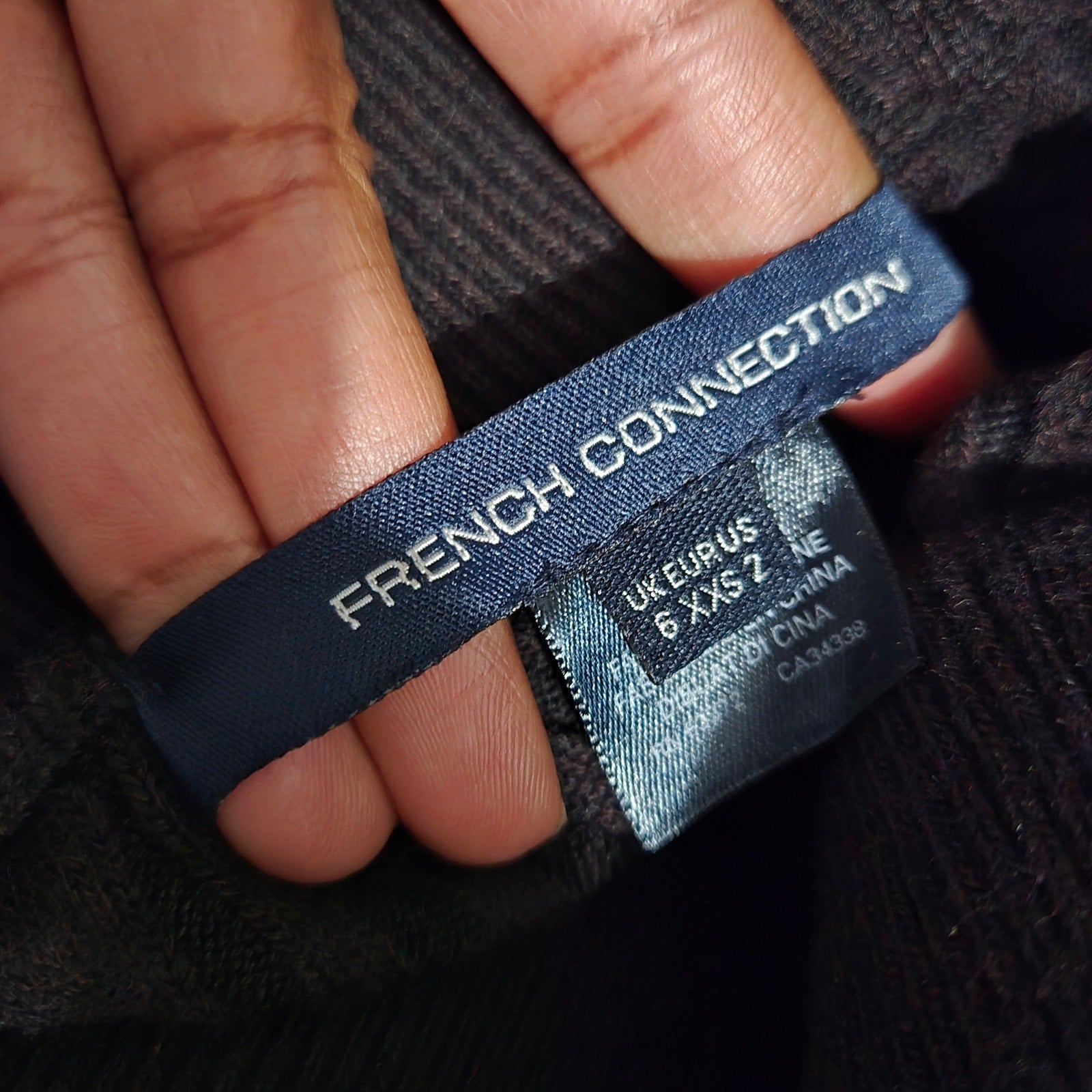 French Connection Jolie Knit Skirt Brown Stretch Pencil Midi Ribbed Texture Knee Length 2