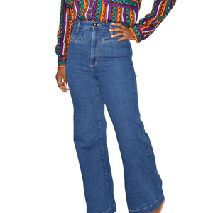 Joes The Kate Jeans Blue High Rise Wide Leg Retro Medium Wash Stretch Denim Impressive Trouser 26
