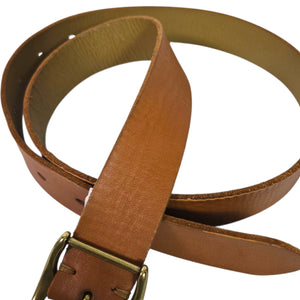 J Crew Belt Light Tan Cognac Brown Leather Classic Square Brass Buckle Classic XS