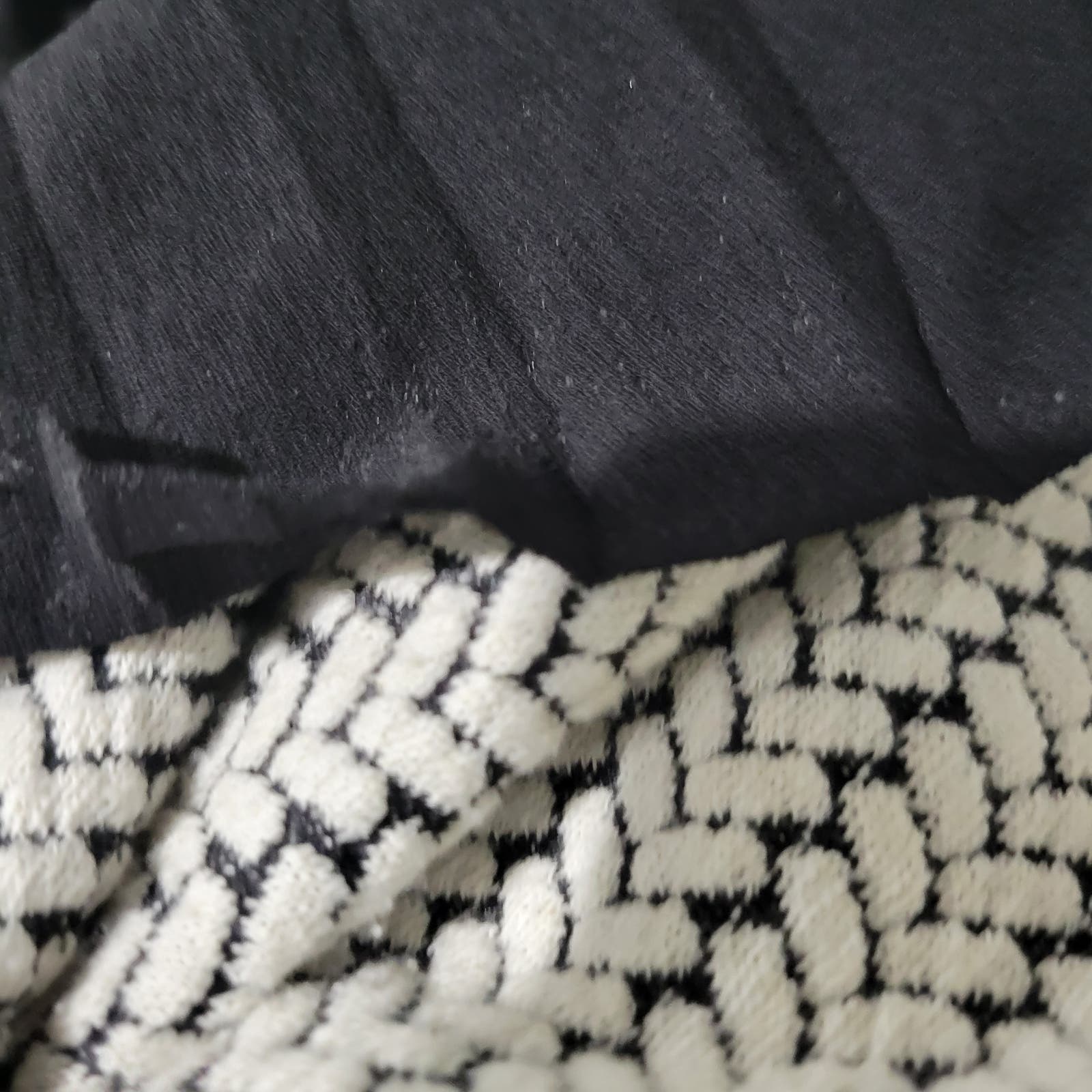 Ganni Anthropologie Jersey Dress Black Jacquard Cross Knit Easy Casual Pleated Herringbone Size Medium