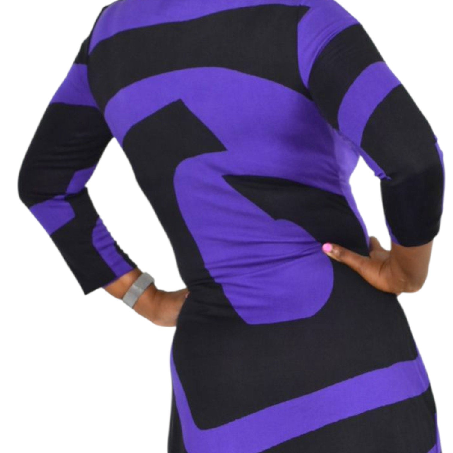 Diane Von Furstenberg Victorio Dress Purple Abstract Colorblock Print DVF Silk Jersey Sheath 8