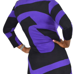 Diane Von Furstenberg Victorio Dress Purple Abstract Colorblock Print DVF Silk Jersey Sheath 8