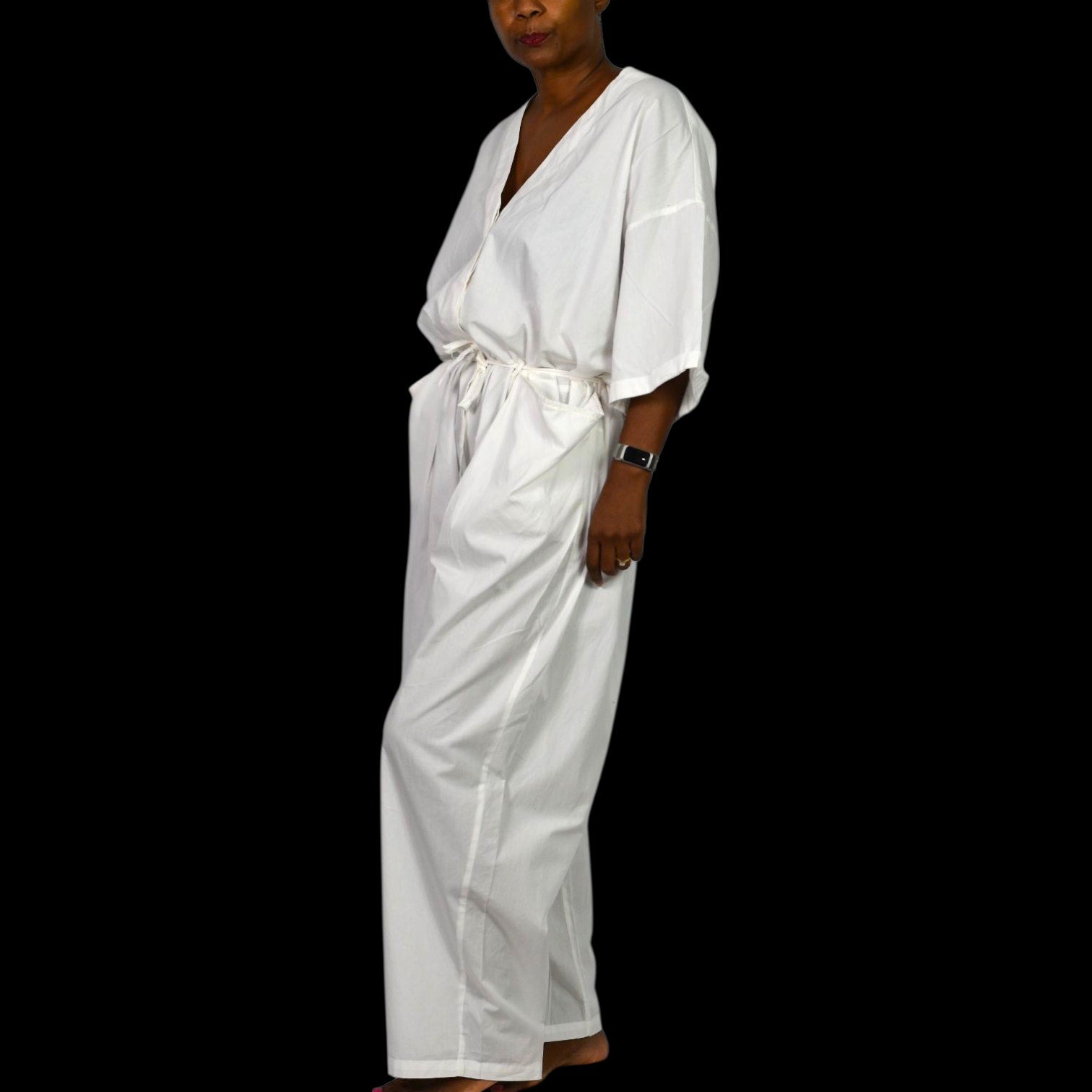 Free People Feels So Right Jumpsuit White One Piece Oversized Belted Casual Baggy Small