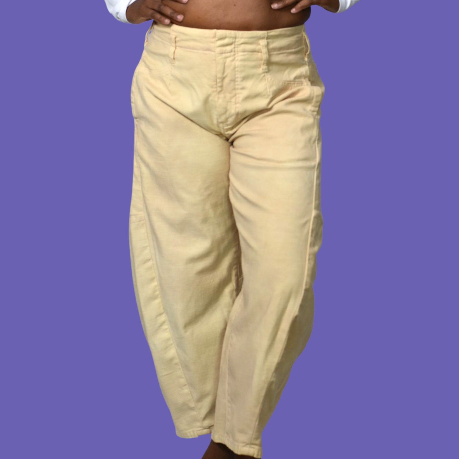 Pilcro Cropped Vintage Barrel Pants Khaki Neutral Balloon Leg High Waist Anthropologie 26