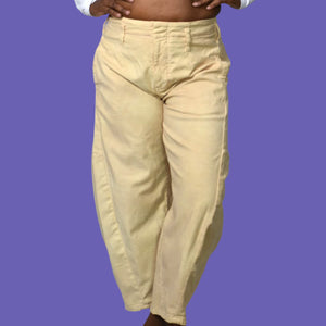 Pilcro Cropped Vintage Barrel Pants Khaki Neutral Balloon Leg High Waist Anthropologie 26
