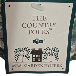 Vintage Russ Berrie Country Folks Figurine Mrs Gardenhopper Green Frog Shelf Sitter Gardening Gardening Toad Kathleen Kelly Critter Factory