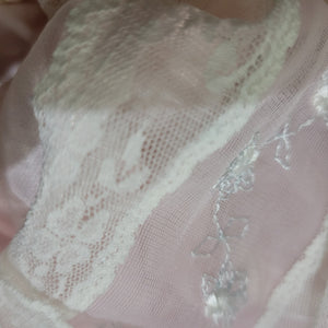 Vintage Katz Peignoir Set Baby Pink Chiffon Sheer Nylon Negligee Gown Robe Large