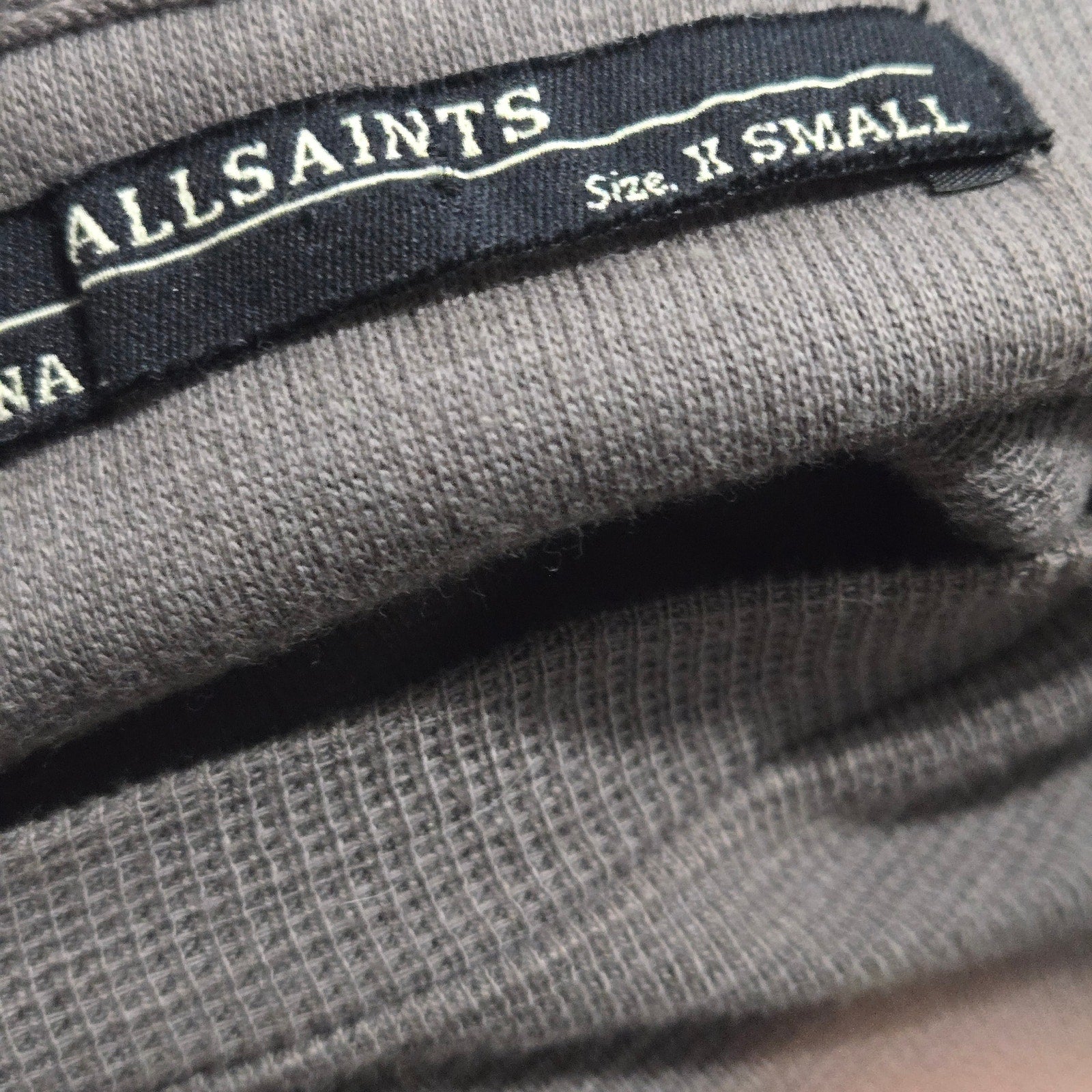 Allsaints Diego Tee Dress Grey Cotton Suede Colorblock Shift Knit Mini Pockets Minimalist XS