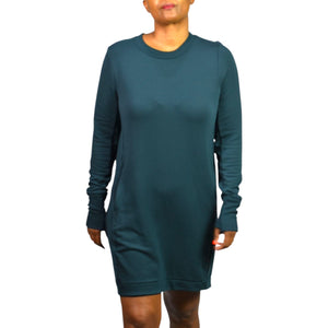 Athleta Coaster Luxe Sweatshirt Dress Green Pockets Pullover Tencel Jersey Medium