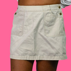 Vintage Guess Cargo Skirt Tan Beige Khaki Mini 90s Low Rise Straight Logo Cotton Utility 10