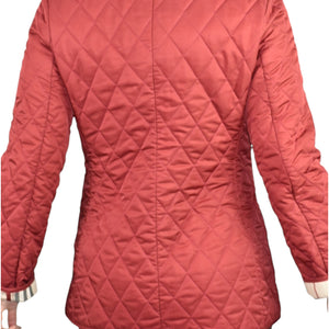 Burberry Quilted Jacket Red Nova Check Lightweight Slim Fitted Hip Length Shell Barn Chore XS