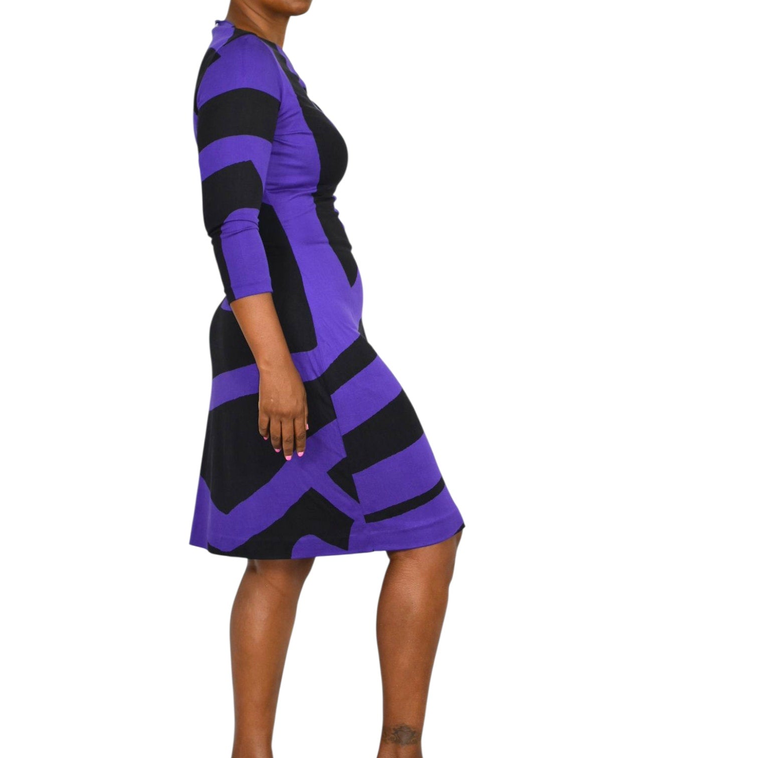 Diane Von Furstenberg Victorio Dress Purple Abstract Colorblock Print DVF Silk Jersey Sheath 8
