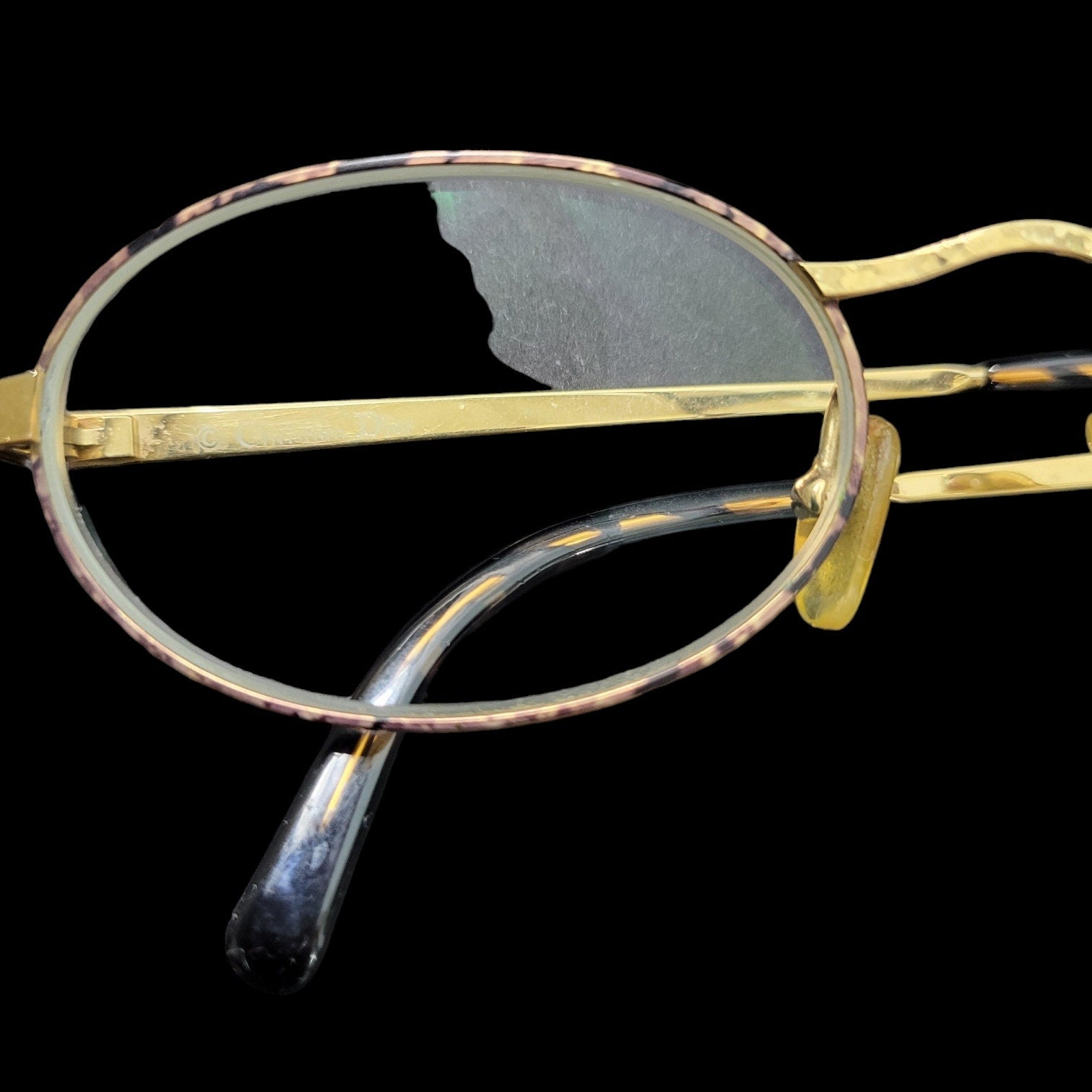 Vintage Christian Dior Metal Wire Frame Glasses Gold Tortoiseshell Oval Logo 2954 Eyeglasses Rx 51 20 130