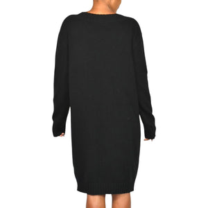 Vince Wool Sweater Dress Black Cashmere Blend Boat Neck Knit Pullover Tunic Large