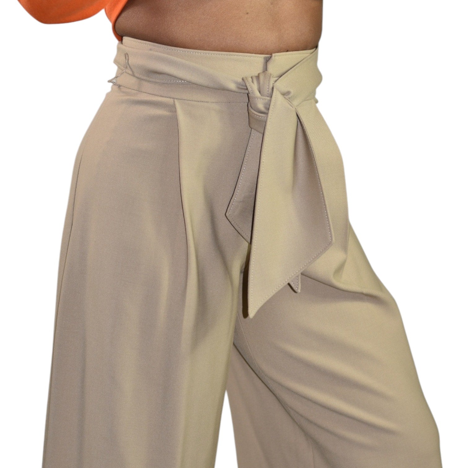 Club Monaco Wide Leg Crop Trousers Tan Tailored Pants Belted Flare Wool Khaki High Waist Gaucho 0