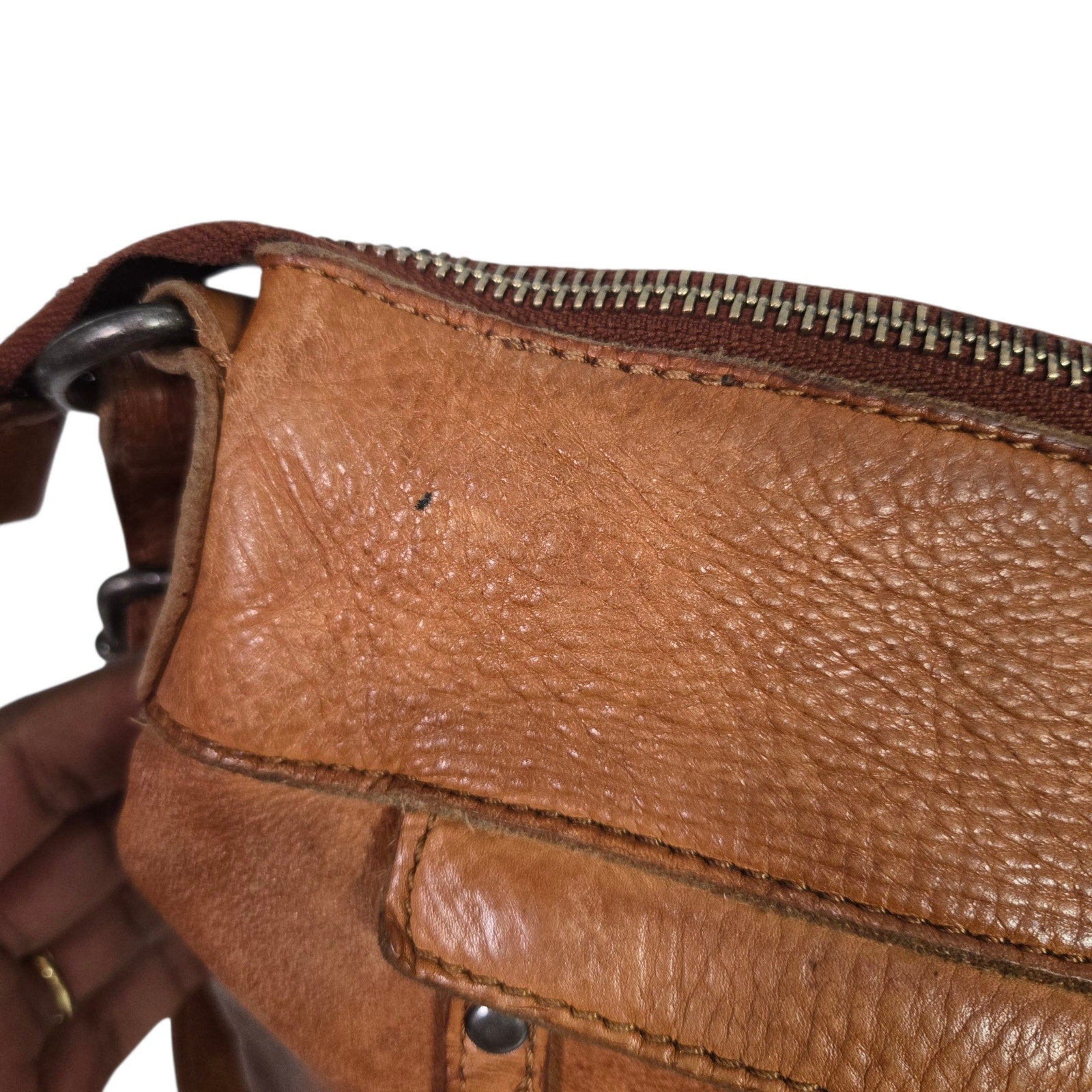 Vilenca Holland Leather Bag Brown Cognac Woven Leather Adjustable Shoulder Crossbody Soft Slouchy