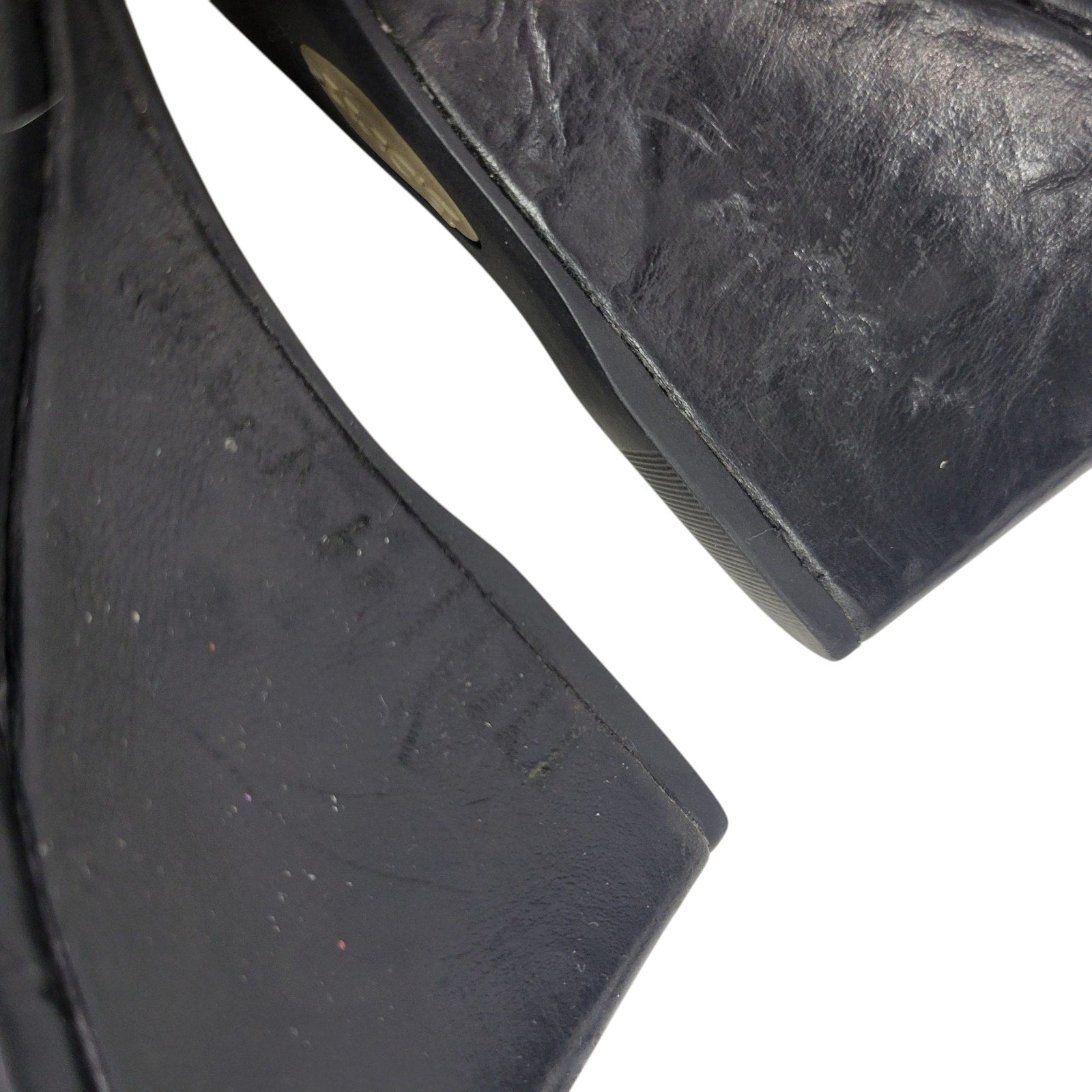 Born Bevi Wedge Heels Black Open Toe Leather Slingback Comfort Cushioned Buckle 7