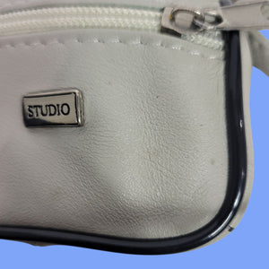 Vintage Studio Tiny Leather Bag Taupe Beige Coin Purse Pouch Change Handles Mini Satchel