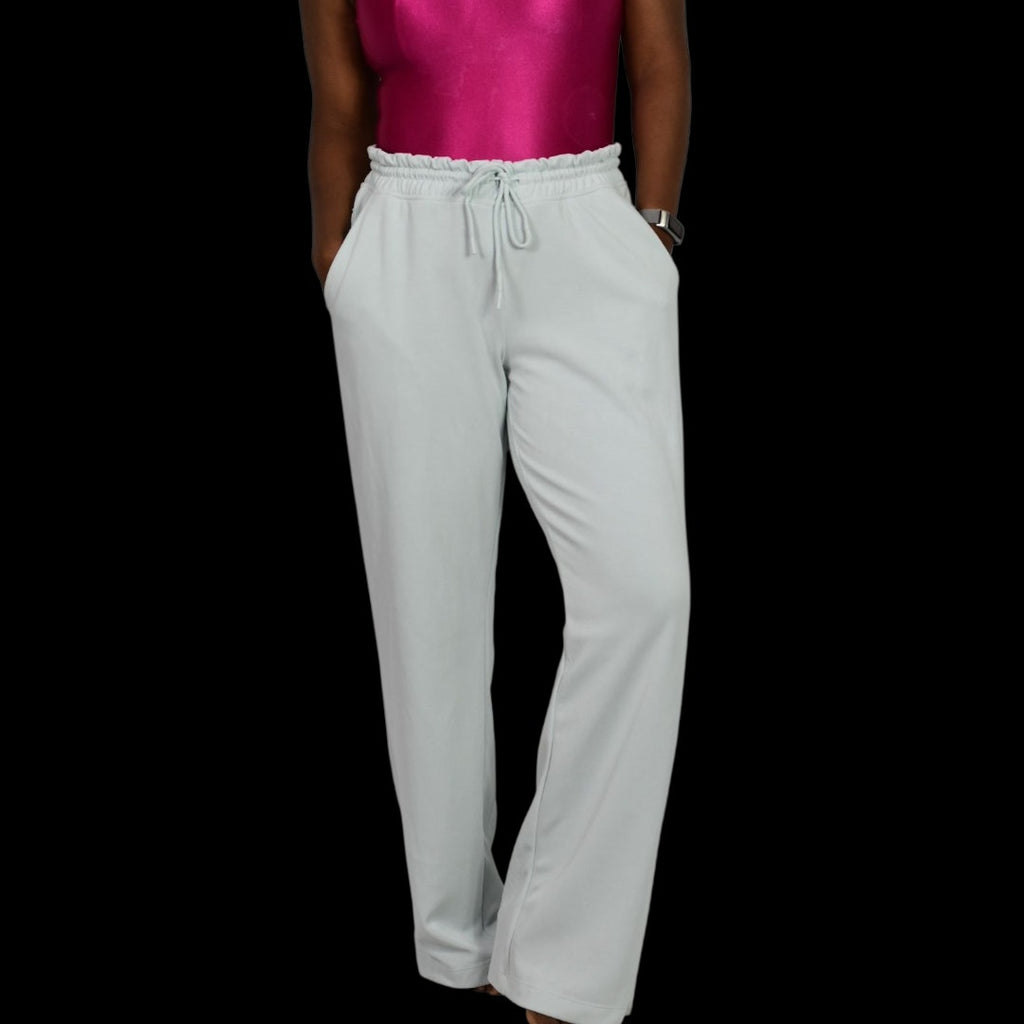 Athleta Seasoft Straight Pant Blue Pastel  Mid Rise Tencel Modal Athletic Pull On Drawstring Medium