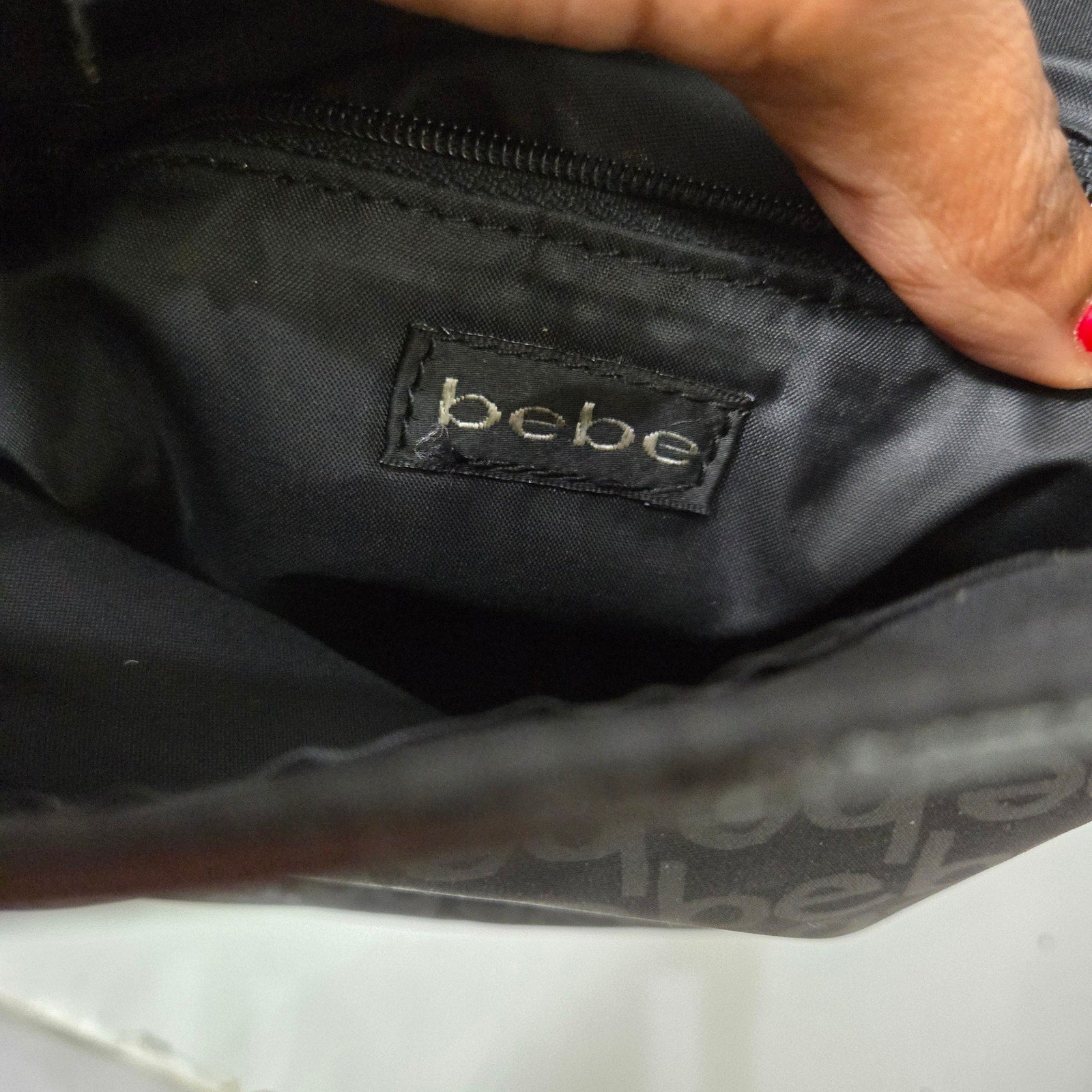Vintage Bebe Mini Tote Bag Black Logo Patent Leather Straps Shopper Handbag Y2K Purse