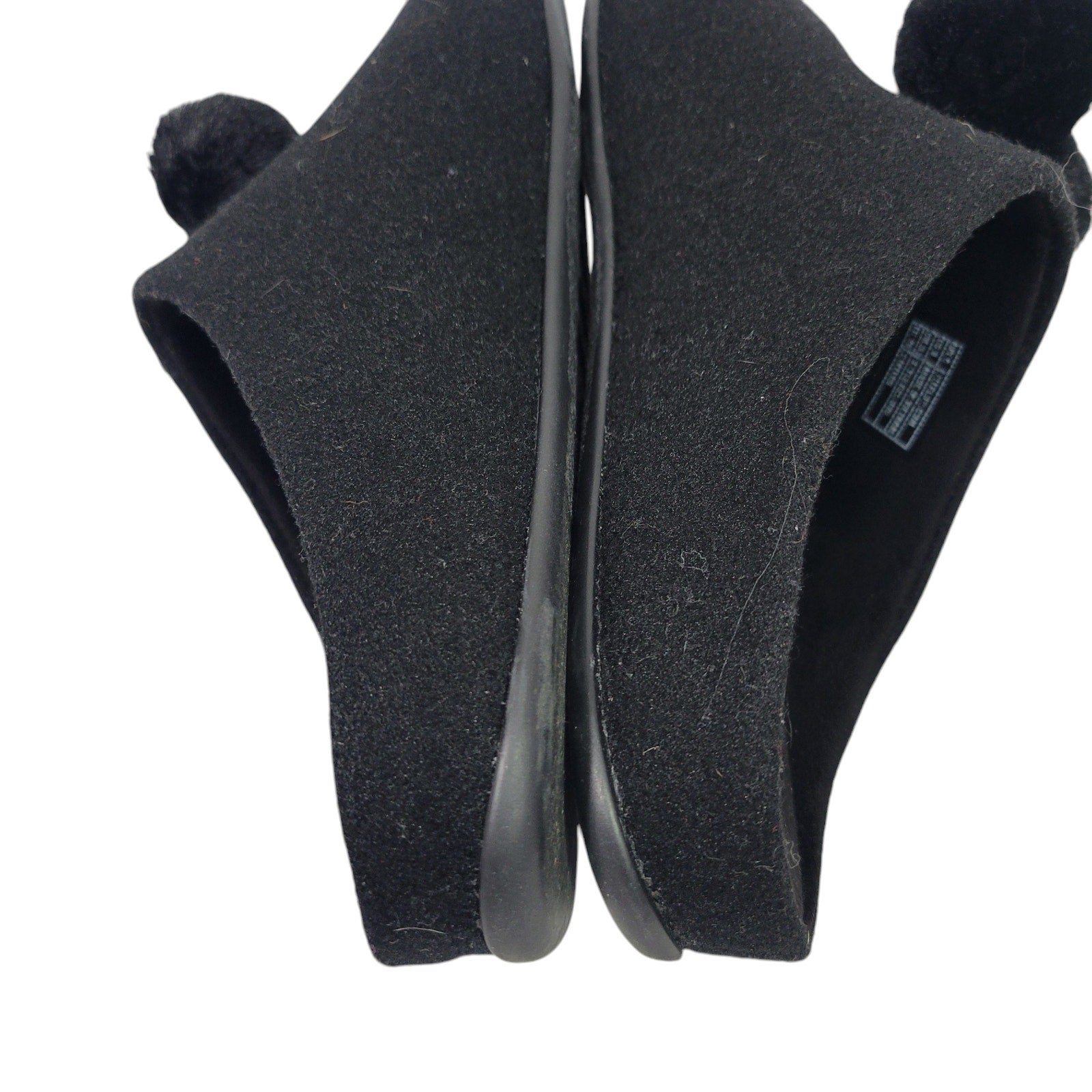 Fitflop Chrissie Slippers Black Felt Pom Pom Mules Slip On Slides Flats Lounge 8