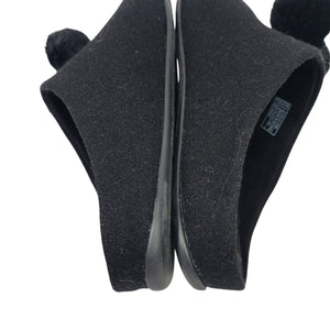 Fitflop Chrissie Slippers Black Felt Pom Pom Mules Slip On Slides Flats Lounge 8