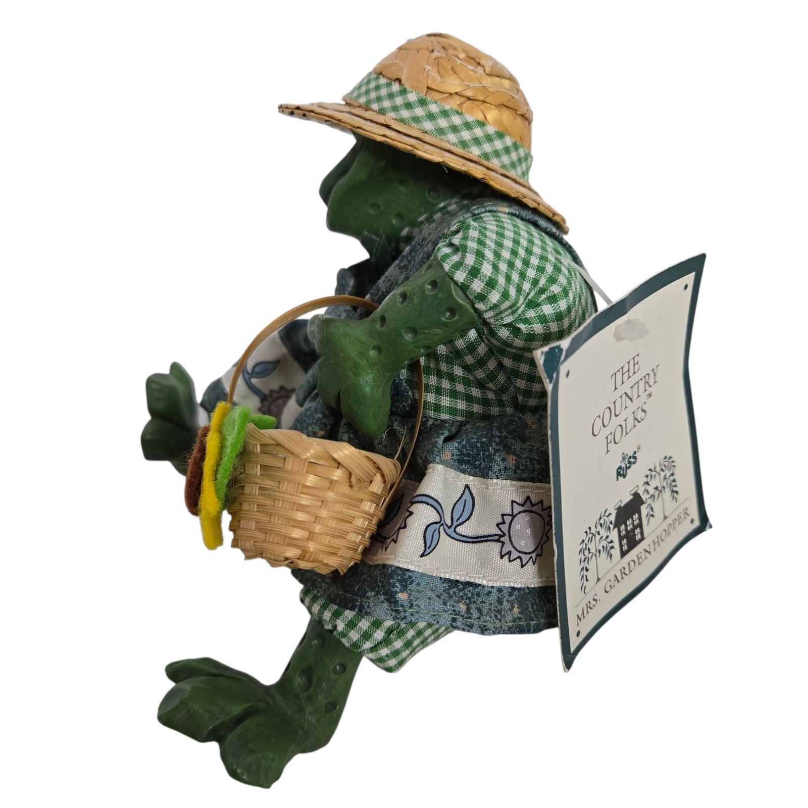 Vintage Russ Berrie Country Folks Figurine Mrs Gardenhopper Green Frog Shelf Sitter Gardening Gardening Toad Kathleen Kelly Critter Factory
