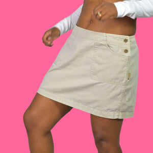 Vintage Guess Cargo Skirt Tan Beige Khaki Mini 90s Low Rise Straight Logo Cotton Utility 10