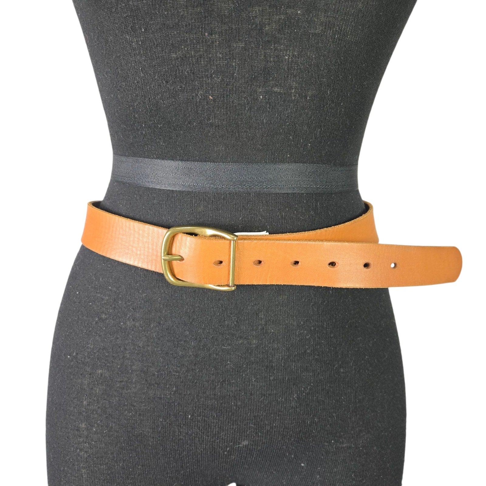 J Crew Belt Light Tan Cognac Brown Leather Classic Square Brass Buckle Classic XS
