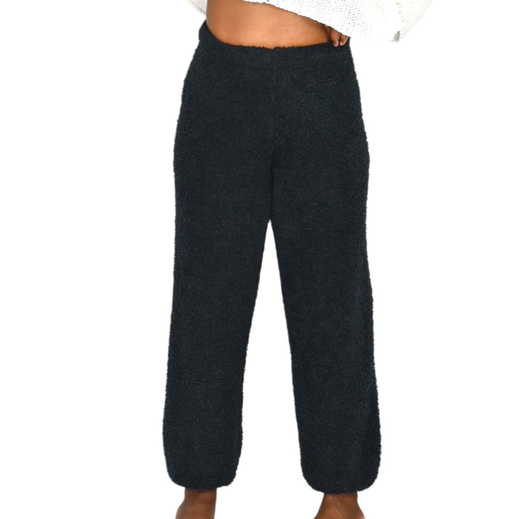 Skims Knit Joggers Black Cozy Pants Furry Fuzzy Plush Boucle Stretch Loungewear Small Medium