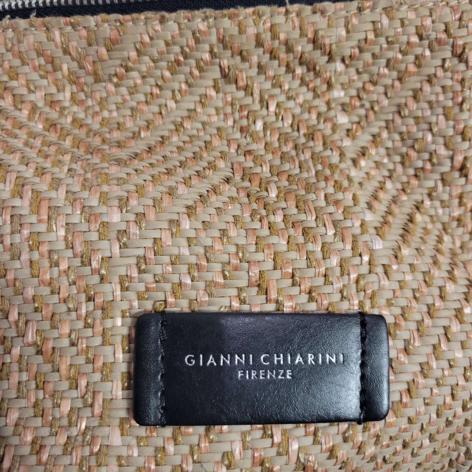 Gianni Chiarini Firenze Straw Bag Tan Woven Shoulder Slouchy Hobo Raffia Leather