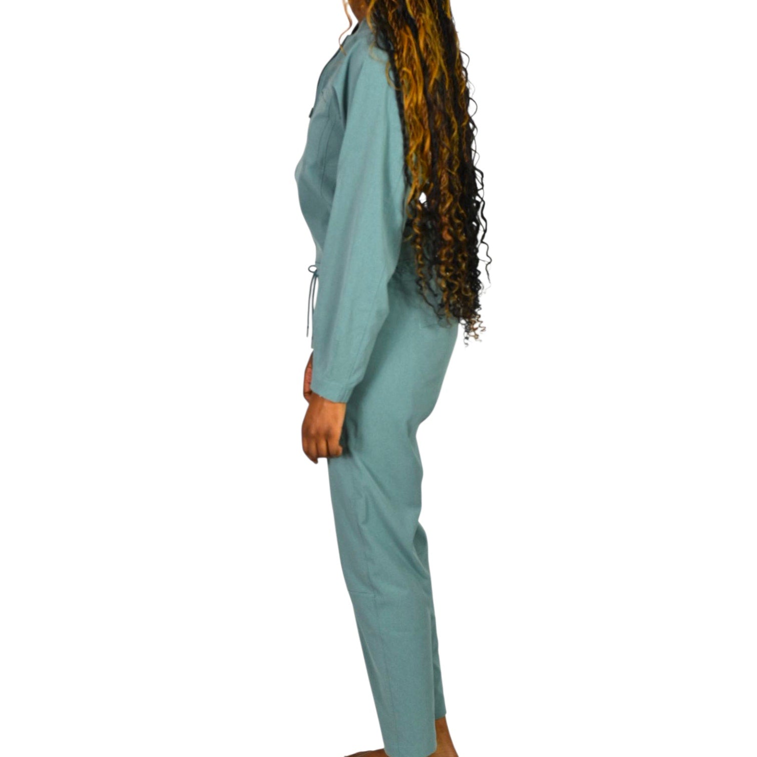 Lululemon Ventlight Zippered Jumpsuit Green Tidewater Teal Stretch Ankle Long Sleeve 0