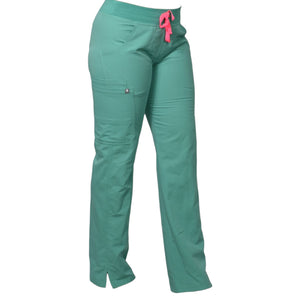 FIGS Kade Cargo Scrubs Pants Aqua Blue Straight Slim Fit Pockets Ankle Slits XS