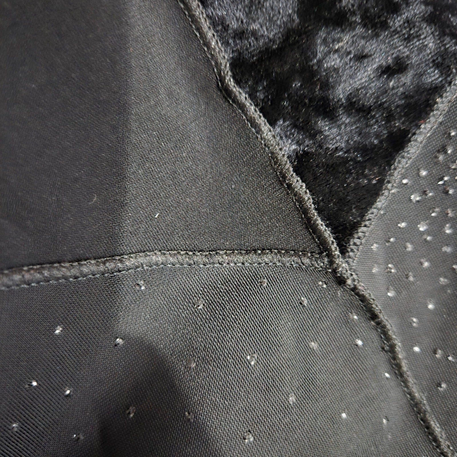 Vintage Ludmilla Paris Bell Sleeve Top Black Velvet Sparkle Y2K France Patchwork Small