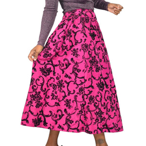 Vintage Scott McClintock Damask Skirt Purple Magenta Taffeta Crinoline Black Maxi Dressy 4