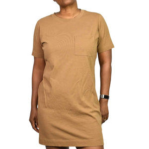 Everlane Cotton T Shirt Dress Tan Khaki Organic Crew Tee Short Sleeve Mini Classic Relaxed Small