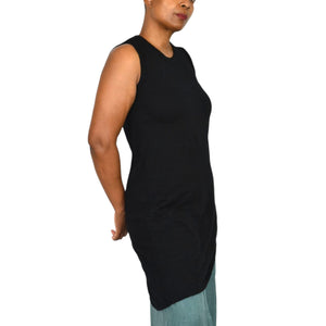 Wilt Black Slant Hem Tank Top Black Sleeveless Tee Angled Slub Jersey Asymmetric Casual Travel XS