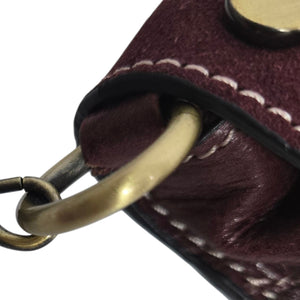 Firenze Bella Fringe Leather Bag Red Burgundy Studded Crossbody Pouch Adjustable Compact