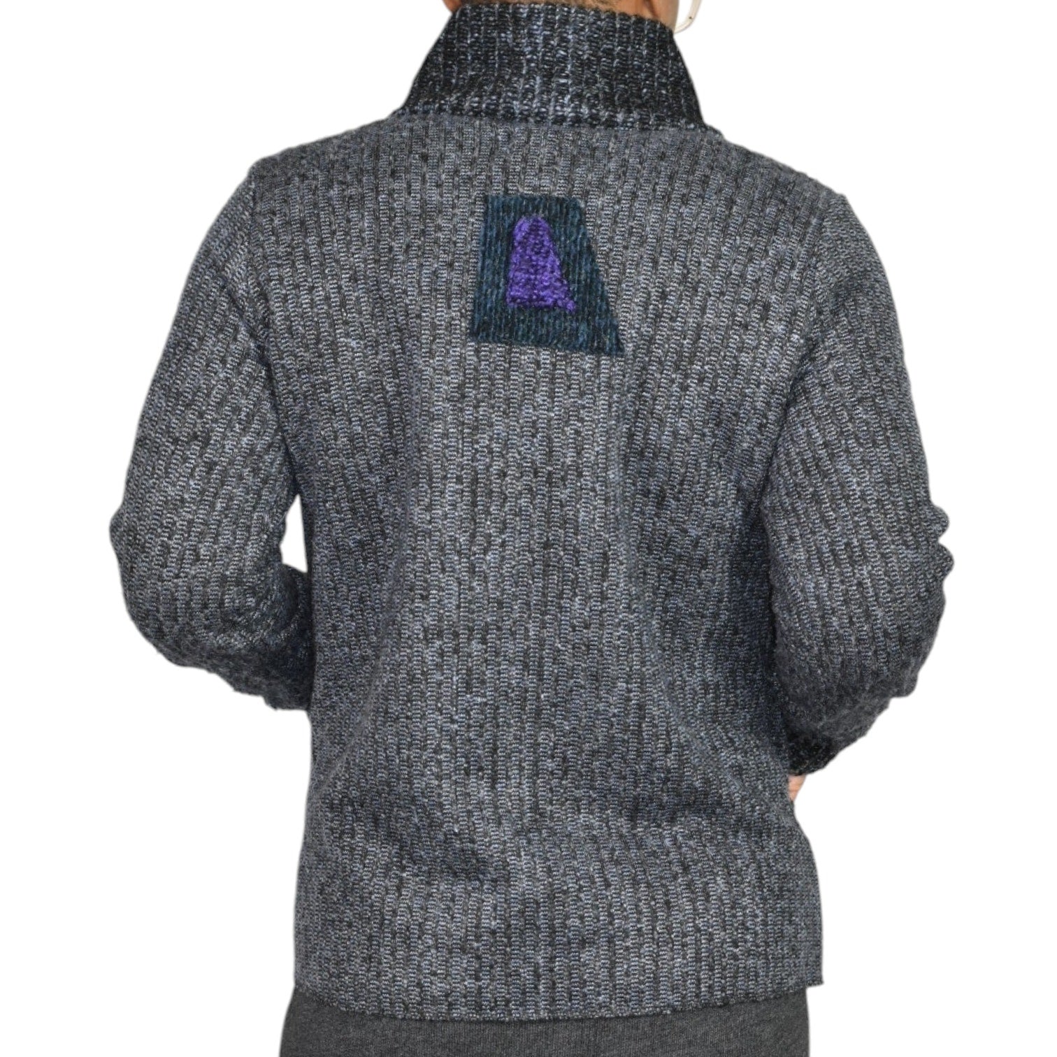 Lee Andersen Sweater Grey Cardigan Fiber Arts Textiles Wearable Art Knitwear Small