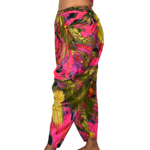 Genie Pants Pink Print Homemade Balloon Leg Cropped Pirate Ankle Harem Bohemian One Size