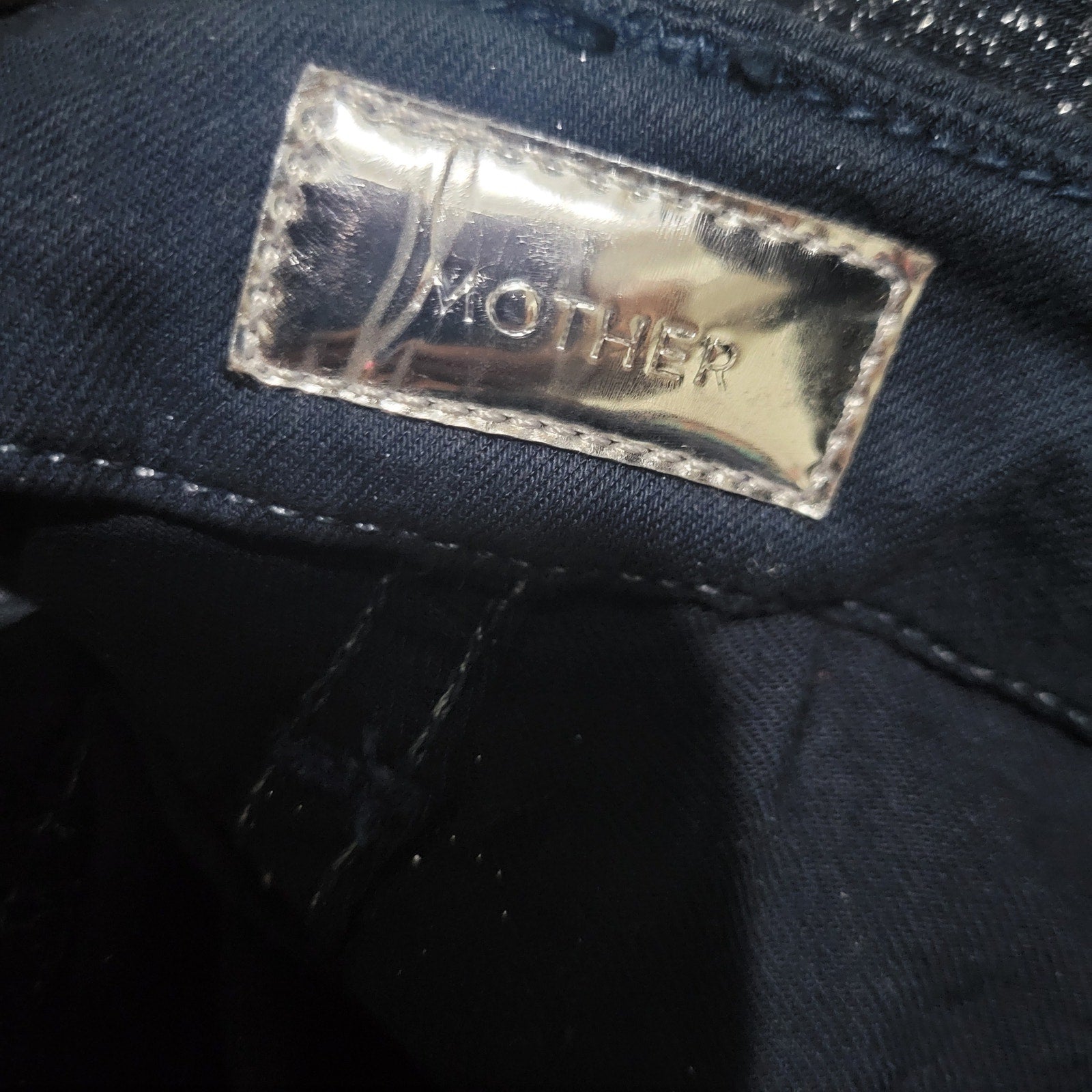 Mother The Looker Jeans Blue Denim Shimmer Glimmer Skinny Low Rise Stretch Sparkle 26