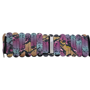 Embossed Stretch Belt Purple Multi Snakeskin Stretchy Elastic Wide Scalloped Medium Large