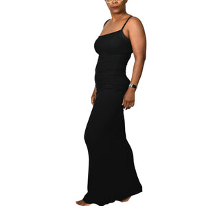 SKIMS Long Slip Dress Black Ribbed Tank Maxi Jersey Stretch Modal Soft Lounge Large
