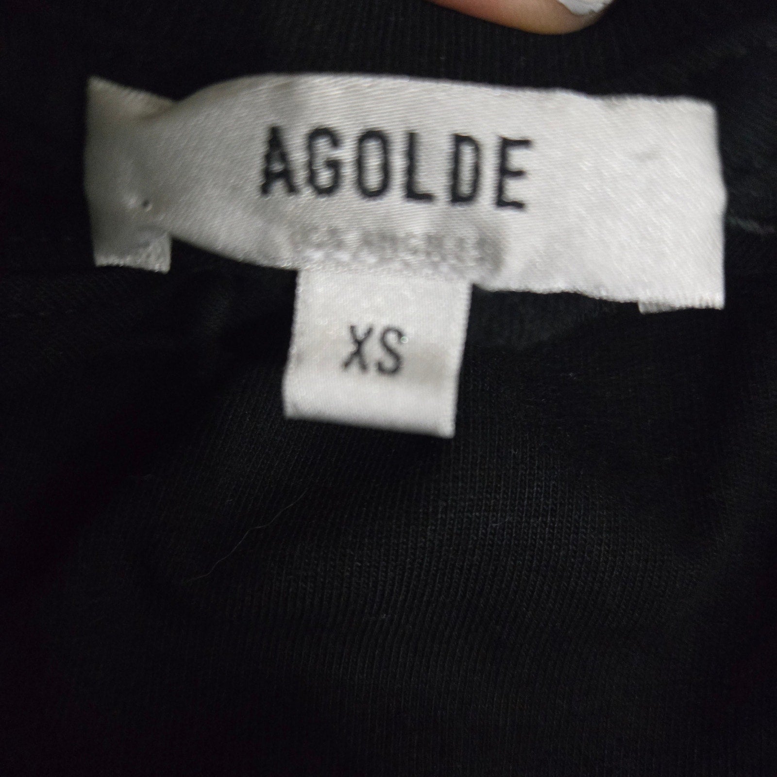 Agolde Della Asymmetric T Shirt Black Cotton One Shoulder Tee Crew Short Sleeve Classic Top Relaxed XS