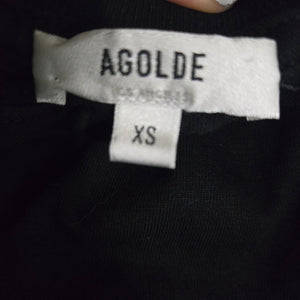Agolde Della Asymmetric T Shirt Black Cotton One Shoulder Tee Crew Short Sleeve Classic Top Relaxed XS