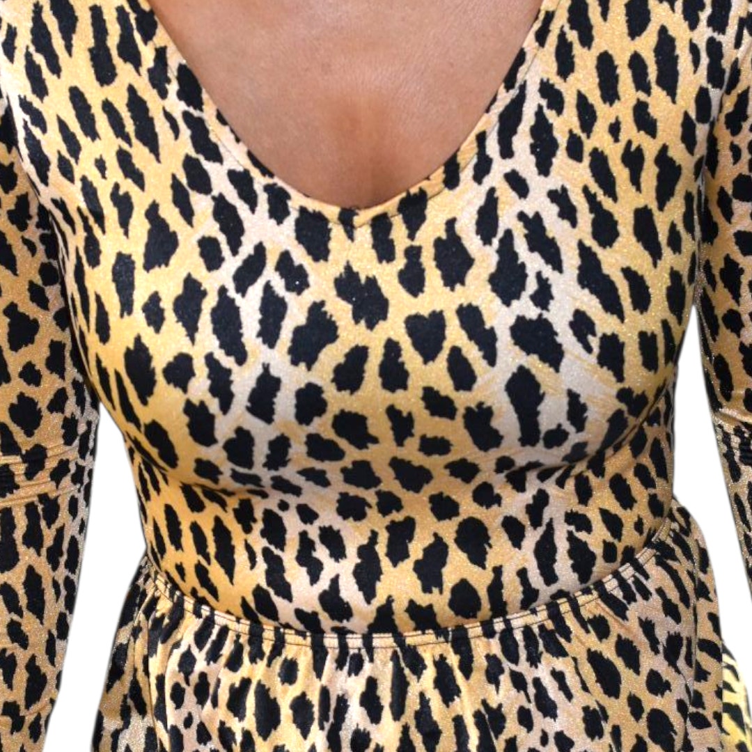 Vintage Parklane Bodysuit Costume Animal Print Leopard Jungle Cavewoman Cosplay Small