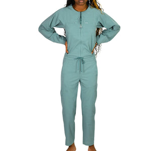 Lululemon Ventlight Zippered Jumpsuit Green Tidewater Teal Stretch Ankle Long Sleeve 0